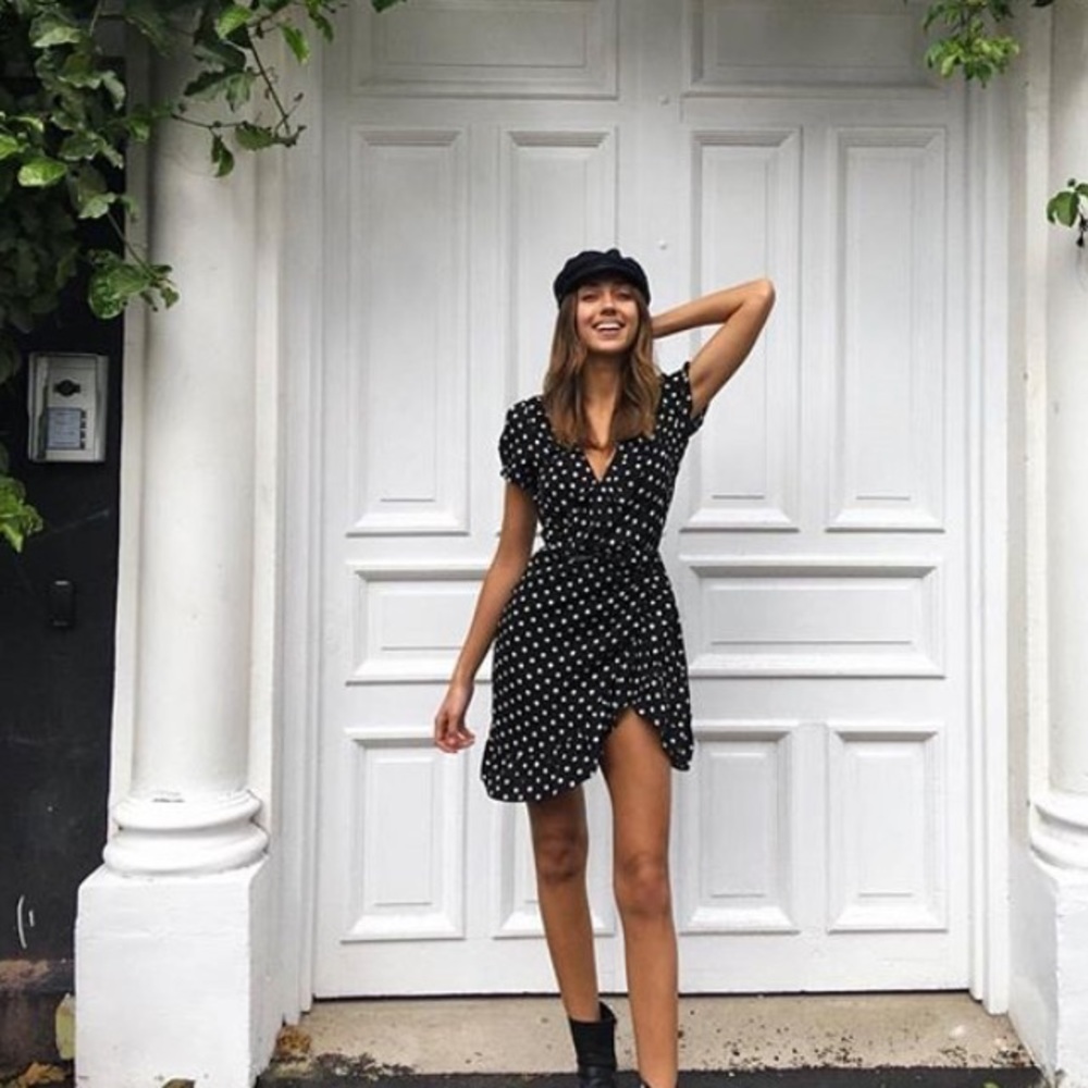 2 HOUR FLASH SALE 🌻 Polka Dot Wrap Mini Dress - Picture 1 of 6
